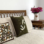 Coussin vert oiseaux - Concept-Store Royan