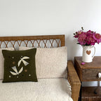 Coussin vert oiseau - Concept-Store Royan